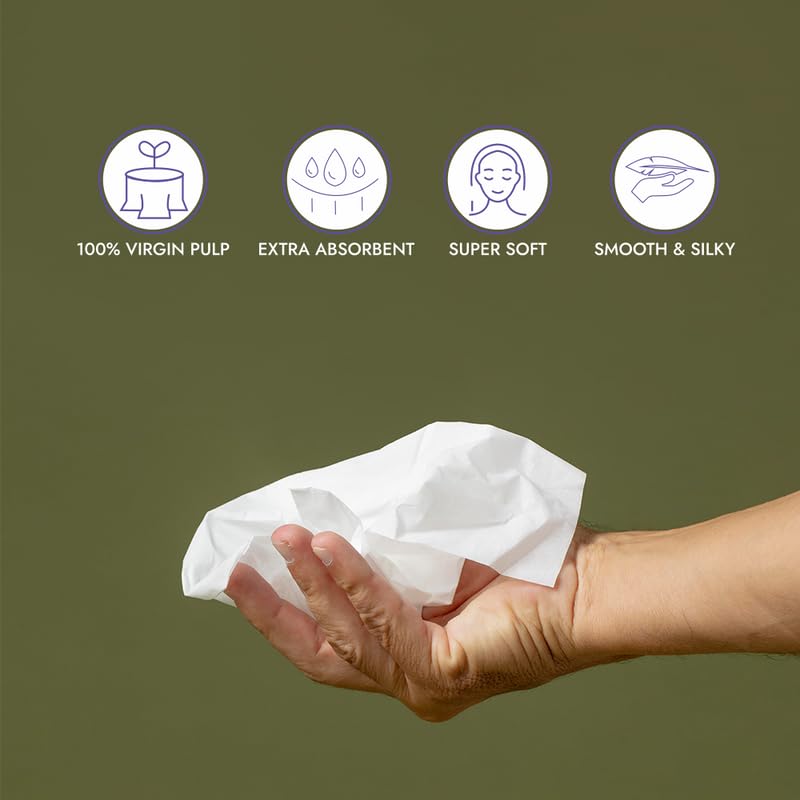 Ezee 2 Ply Facial Tissue Soft Pack 600 Pulls | Ultrasoft, Absorbent, Made of Virgin Paper | 100 Pulls x Pack of 6