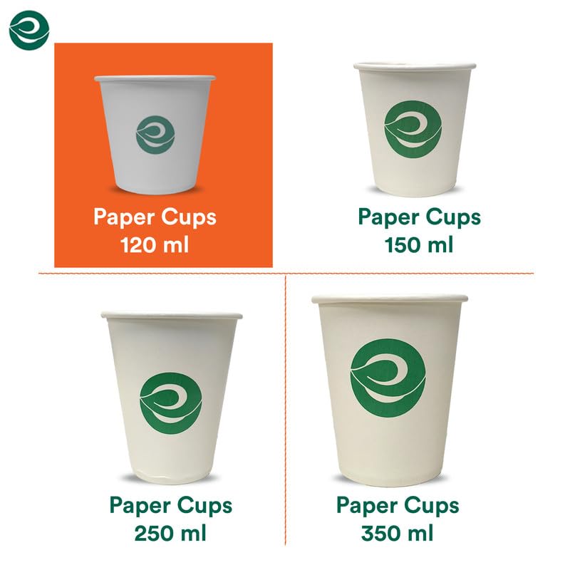 ECO SOUL [120 ml, 100 Count Disposable White Paper Cups| Plastic-Free Aqueous Coated | Eco-Friendly & Biodegradable Cups | Use & Throw Party Glasses | Ideal for Tea, Coffee & Water | 190 GSM
