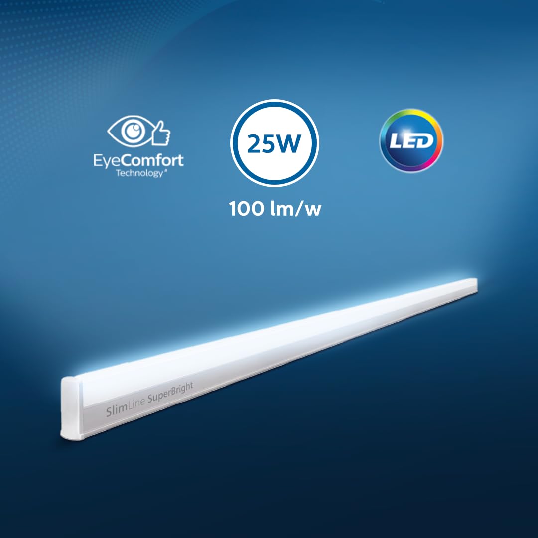 PHILIPS 20-watt LED Batten/Tubelight | Slimline Ultra Compact 4-ft LED Batten for Living Room & Bedroom | Natural White, Pack of 1