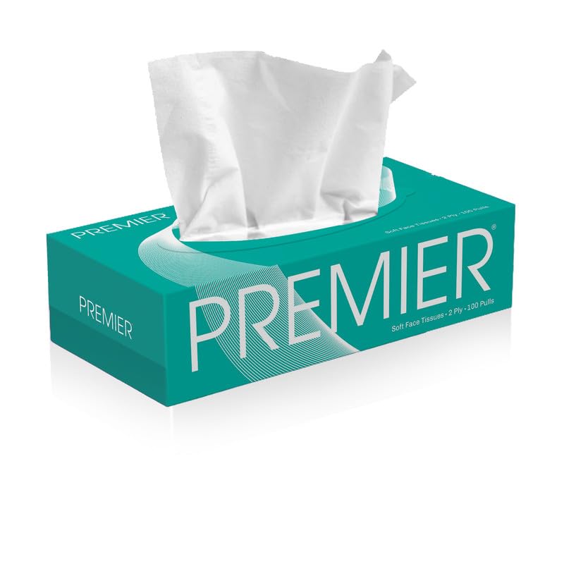 Premier Box Face Tissue Papers 100 Pulls 2Ply (Pack of 4-400 Pulls, 800 Sheets)