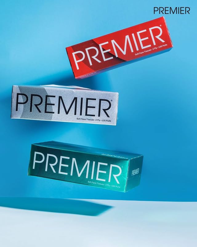 Premier Box Face Tissue Papers 100 Pulls 2Ply (Pack of 4-400 Pulls, 800 Sheets)