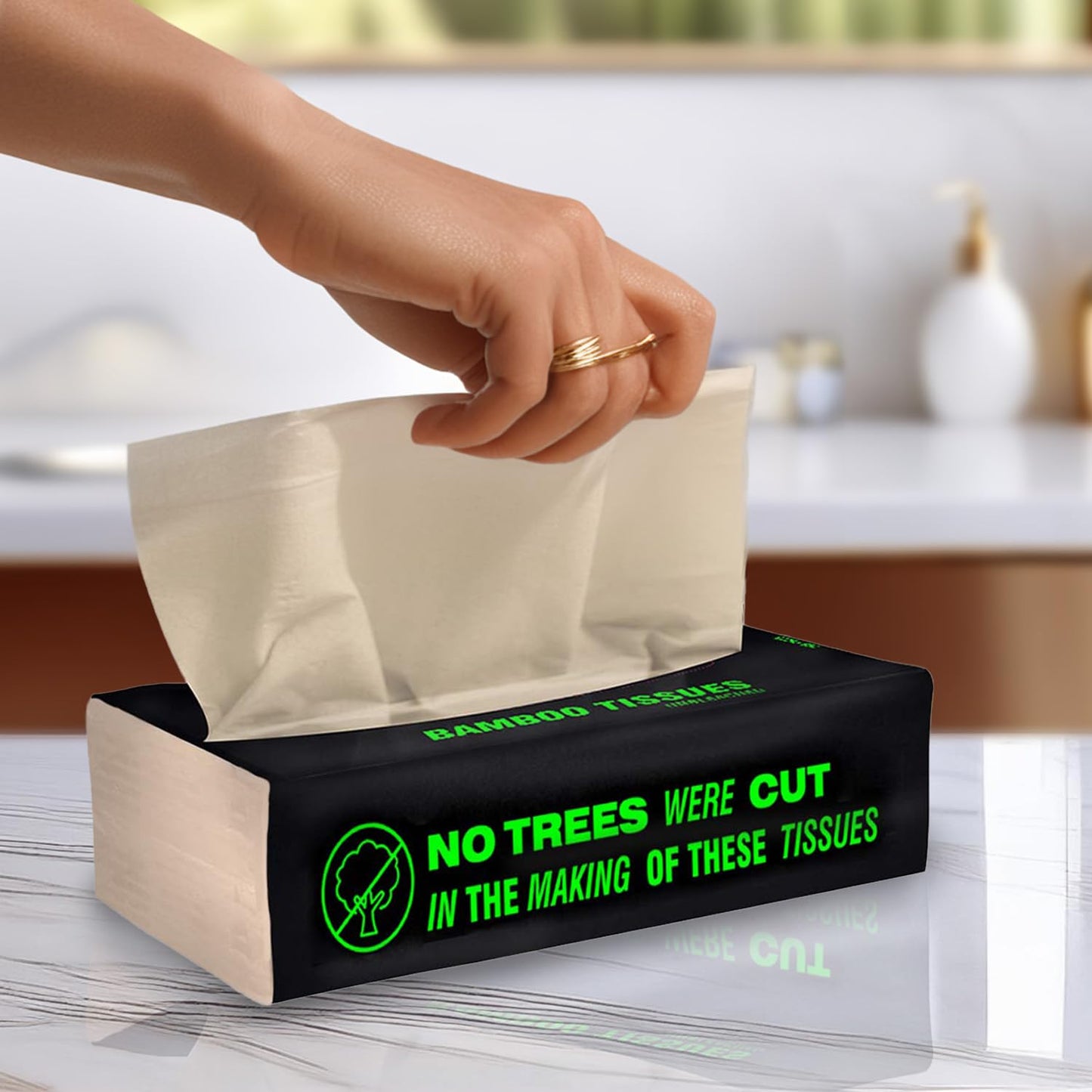 Beco Bamboo Soft Facial Tissue Papers- 100 Pulls (Pack of 6), 600 Pulls - 2 ply,100% Natural and Ecofriendly, Soft tissue box/pack