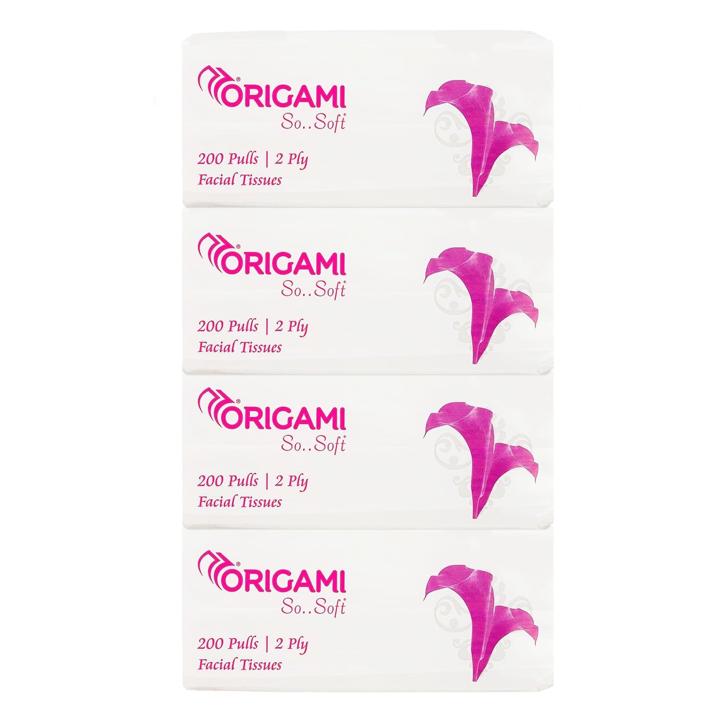 Origami 2 Ply Facial Tissue Soft Pack | Car Tissue Pouch - Pack of 3 (200 Pulls Per Box, 600 Sheets)