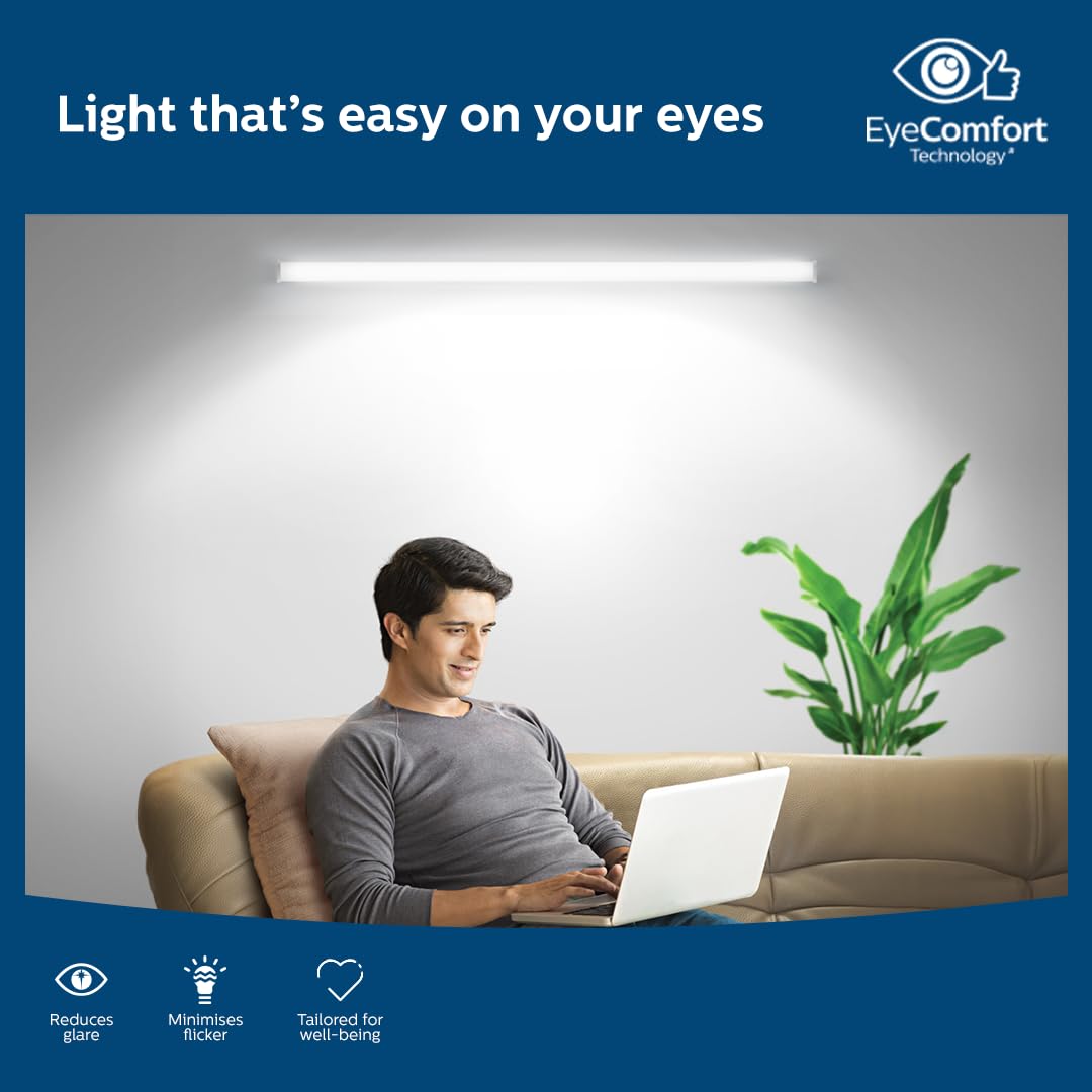 PHILIPS 20-watt LED Batten/Tubelight | Slimline Ultra Compact 4-ft LED Batten for Living Room & Bedroom | Natural White, Pack of 1
