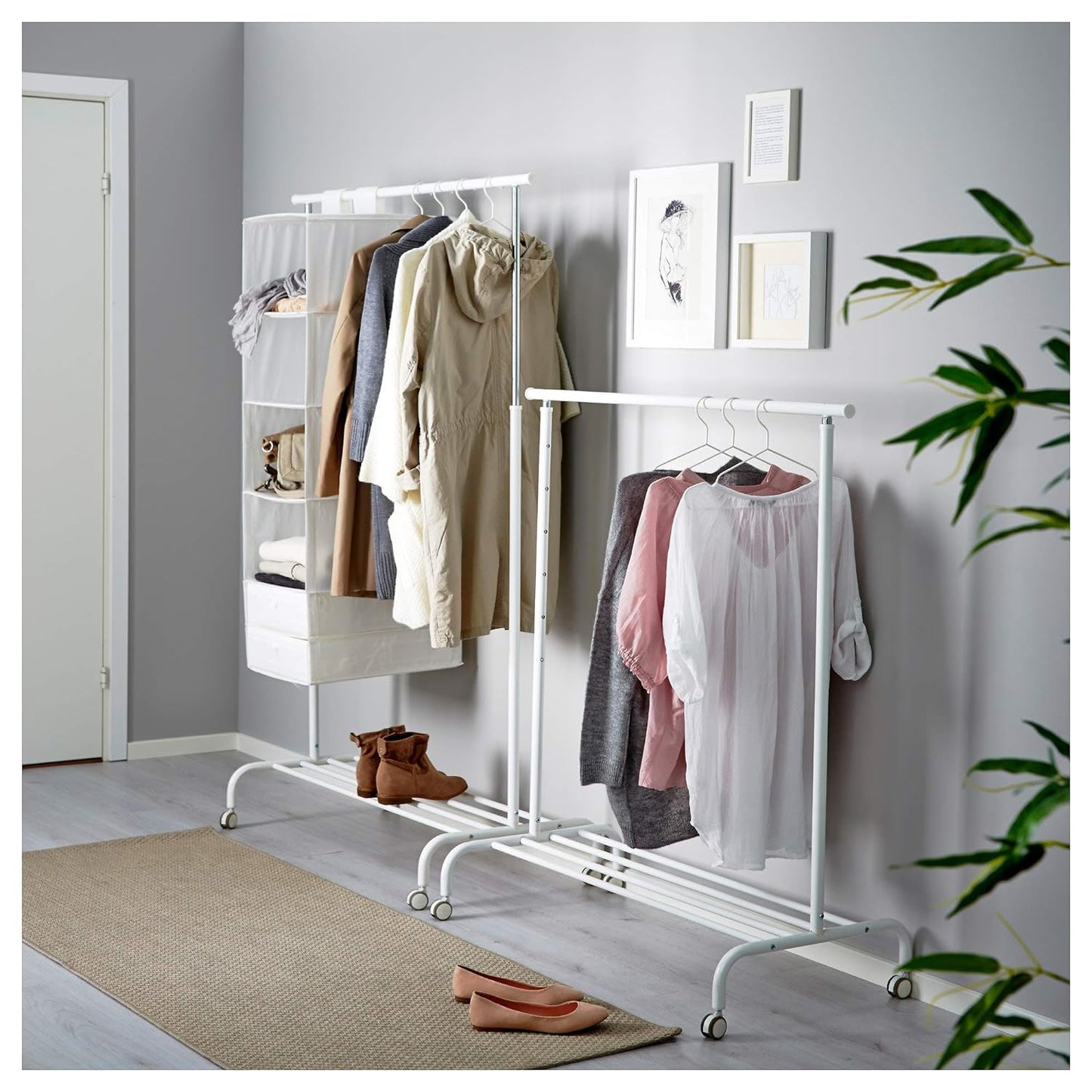 Alloy Steel Clothes Rack (White), 68.9 X 208 X 43.7 CM