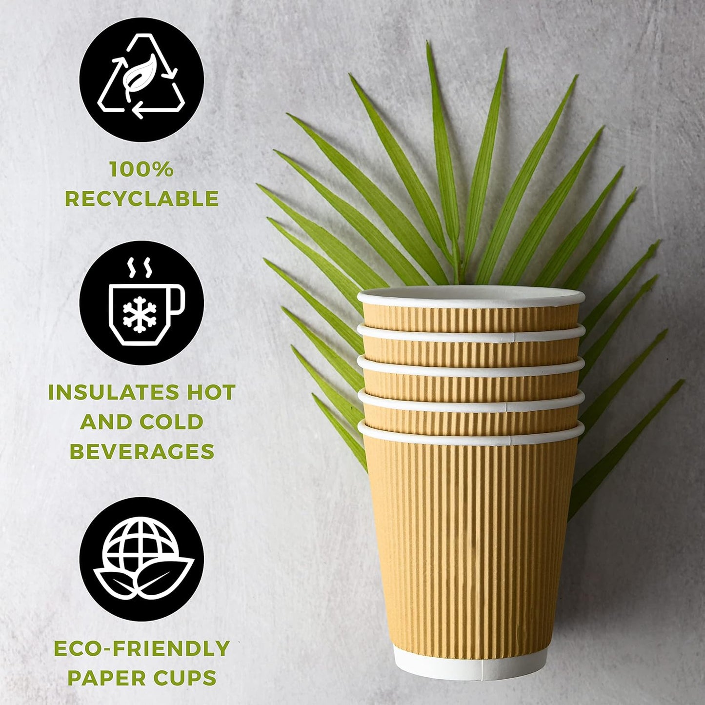 EOS- BUILDING TRUST Ripple Paper Non Slip Cups with Leak Proof & Three Corrugated Layer Ideal for Hot, Cold Hot Coffee/Drinks for Party (200 ml, 50 Pcs, Brown) (50)