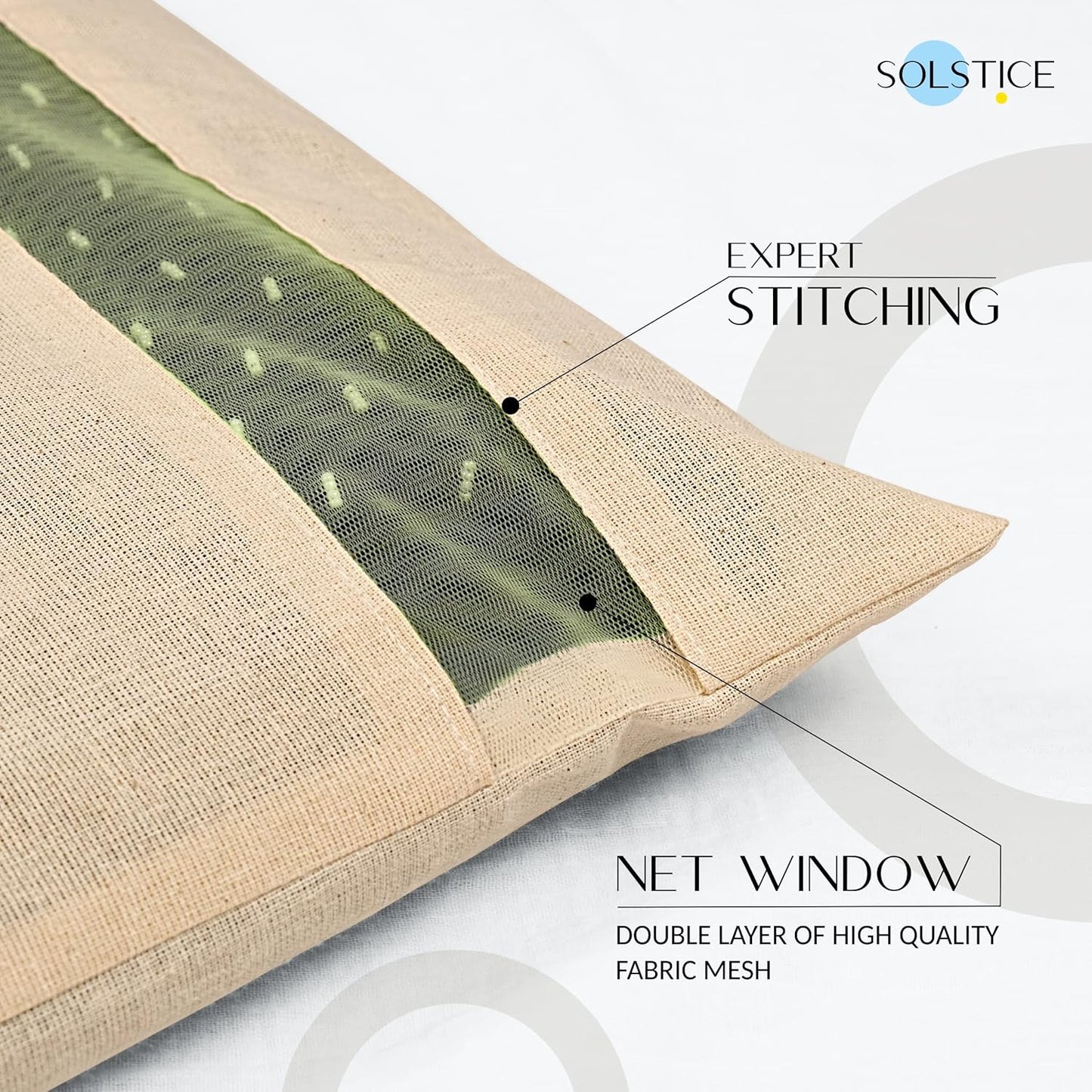 SOLSTICE Cotton Saree Bags/Covers For Storage Set Of - 12 Big Size Single (16 X 14 Inches) With Zip Closure For Clothes Bags And Wardrobe Organizer With Transparent Mesh Window, Beige