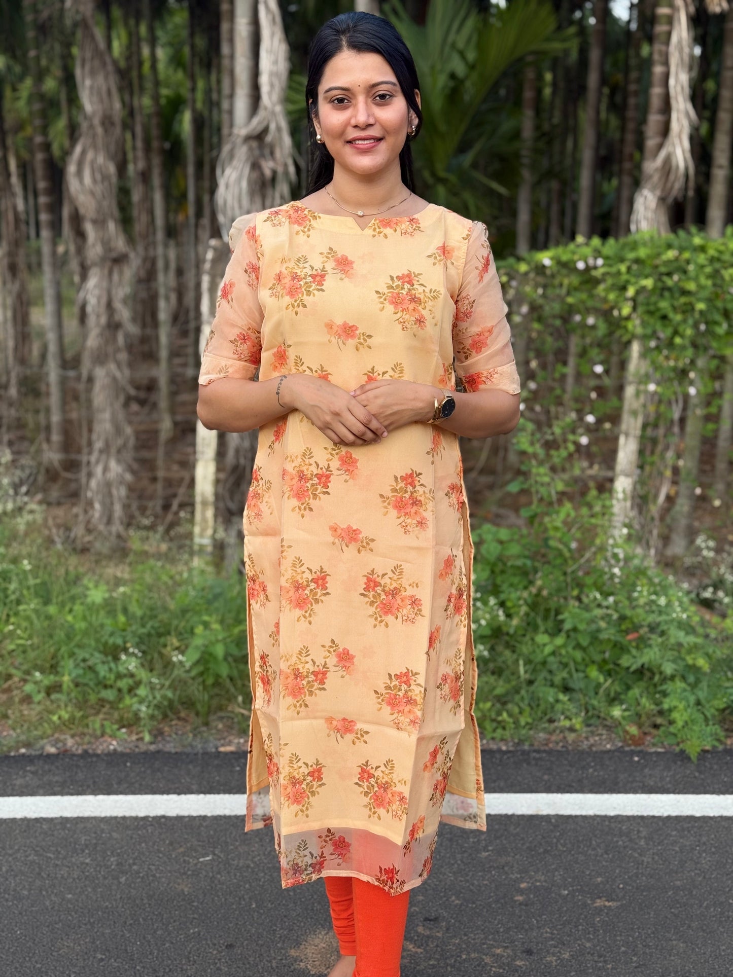 Organza Kurthi top Orange