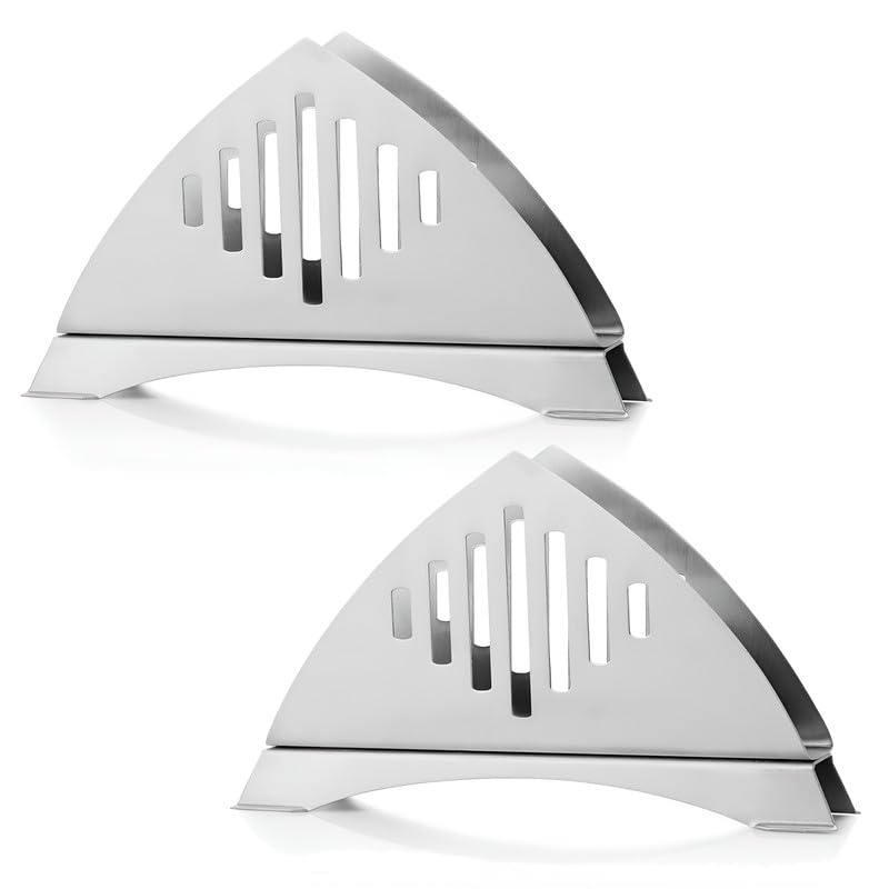 THAASA 2 Pieces Stainless Steel Napkin Holder for Kitchen - Tissue Paper Holder for Dining Table, Napkin Stand for Restaurant, Cafe, Hotels, Matt Finish Slotted Round (Pack of 2)