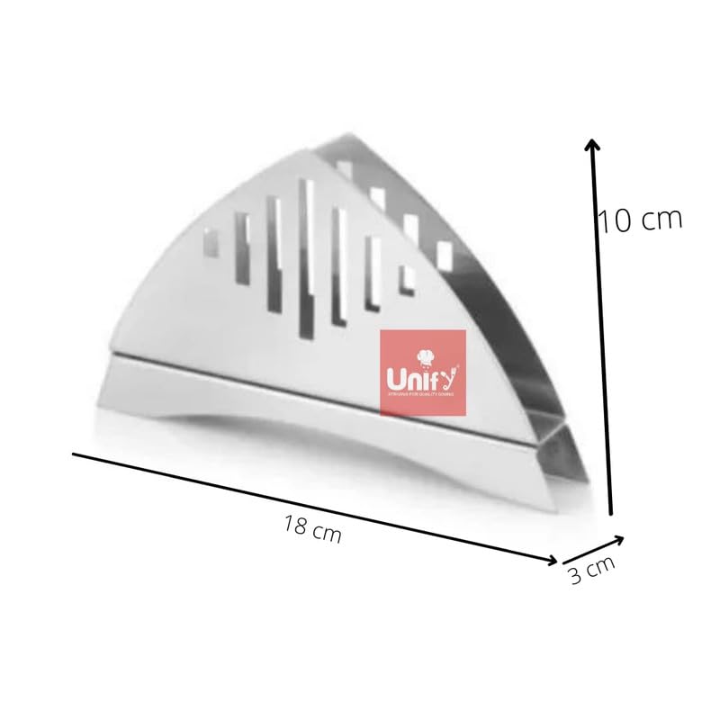 Thaasa 2 Pieces Stainless Steel Napkin Holder for Kitchen - Tissue Paper Holder for Dining Table, Napkin Stand for Restaurant, Cafe, Hotels, Matt Finish Slotted Lines (Pack of 2)