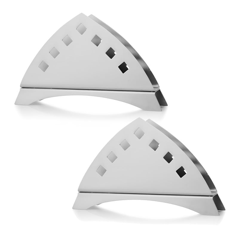 Thaasa 2 Pieces Stainless Steel Napkin Holder for Kitchen - Tissue Paper Holder for Dining Table, Napkin Stand for Restaurant, Cafe, Hotels, Matt Finish Slotted Lines (Pack of 2)