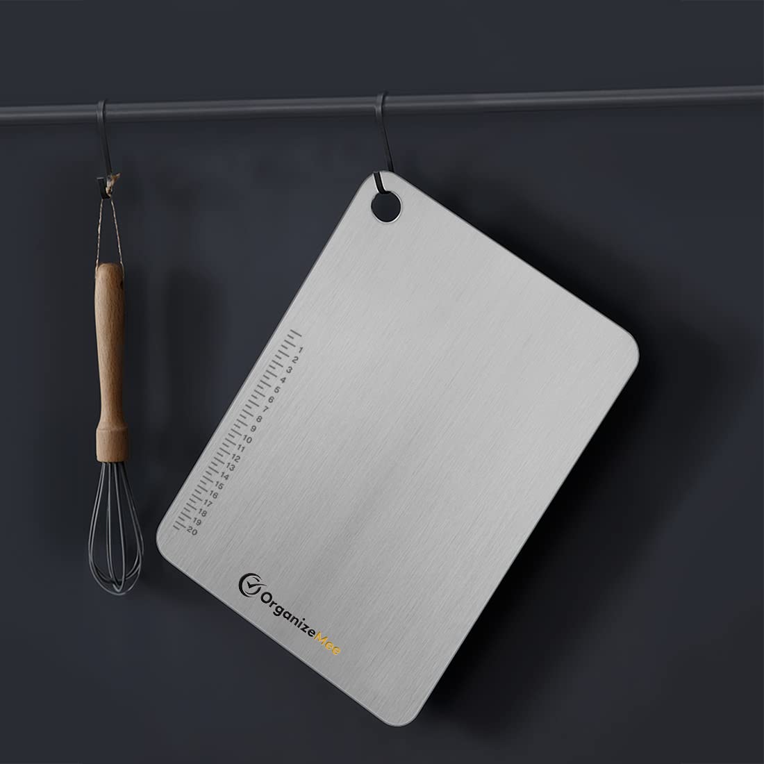 OrganizeMee Chopping Board Stainless Steel Metal Cutting Kitchen,Heavy Duty Choping-Board Vegetable, Meats vegitable Chopper Boards,Safe Durable with Anti-Skid Silicon Pad (New Medium)(31.8CM X 21CM)