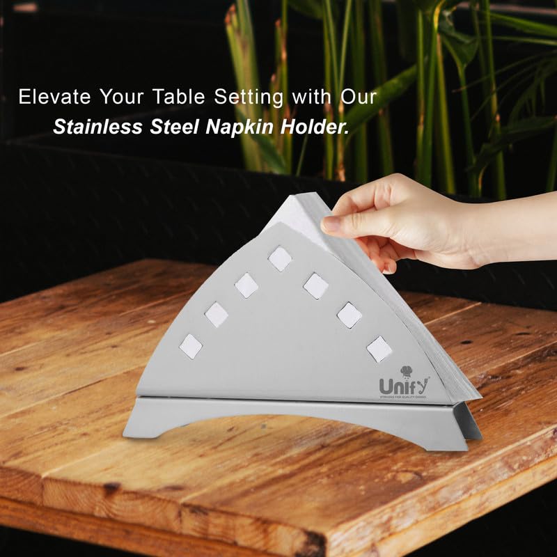 THAASA 2 Pieces Stainless Steel Napkin Holder for Kitchen - Tissue Paper Holder for Dining Table, Napkin Stand for Restaurant, Cafe, Hotels, Matt Finish Slotted Round (Pack of 2)