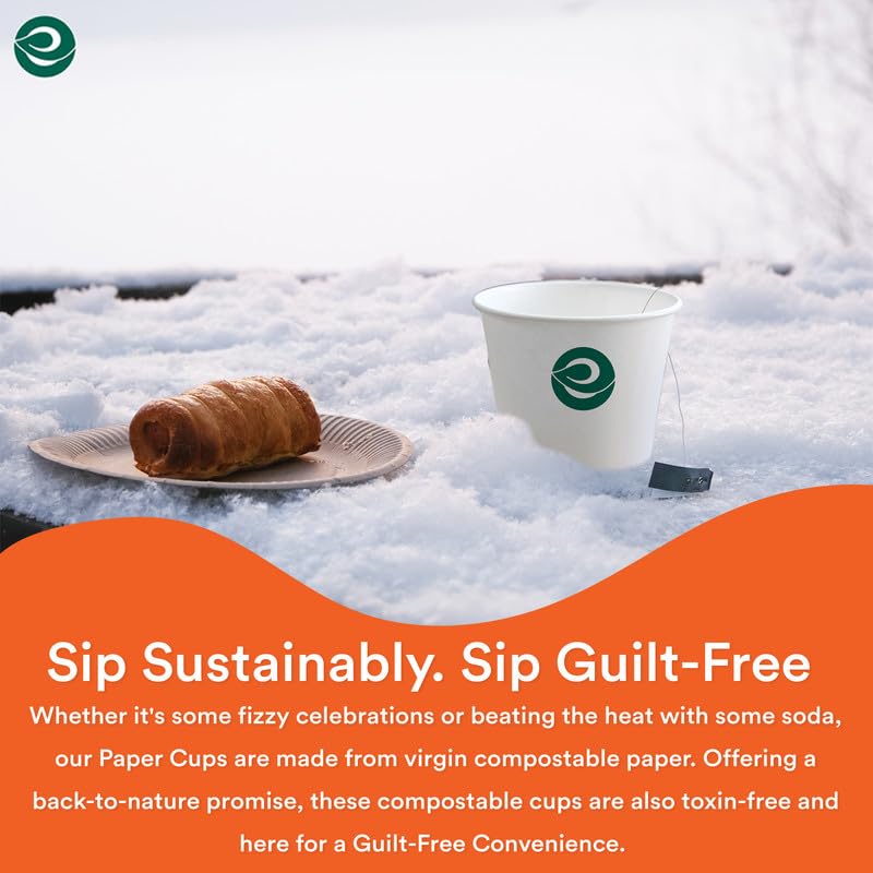 ECO SOUL [120 ml, 100 Count Disposable White Paper Cups| Plastic-Free Aqueous Coated | Eco-Friendly & Biodegradable Cups | Use & Throw Party Glasses | Ideal for Tea, Coffee & Water | 190 GSM