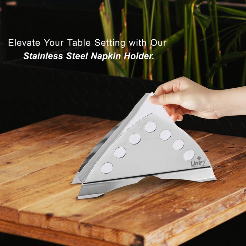 THAASA 2 Pieces Stainless Steel Napkin Holder for Kitchen - Tissue Paper Holder for Dining Table, Napkin Stand for Restaurant, Cafe, Hotels, Matt Finish Slotted Round (Pack of 2)