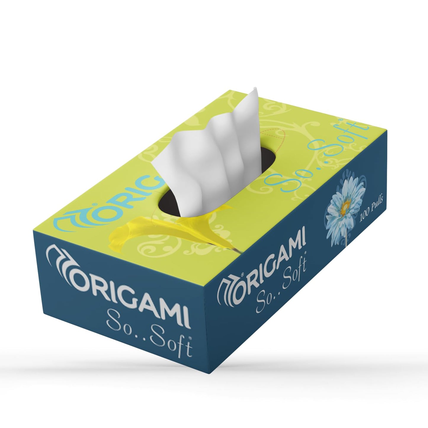 Origami 2 Ply Facial Tissue Box | Car Tissue - Pack of 4 (100 Pulls Per Box, 400 Sheets (800 sheets)