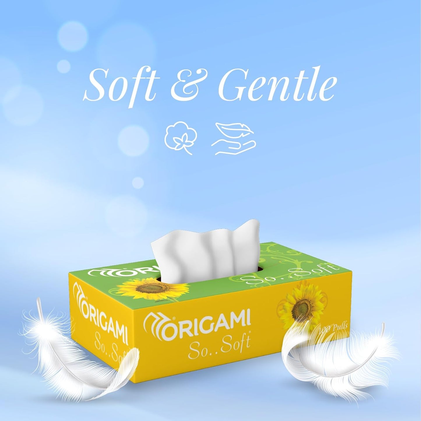 Origami 2 Ply Facial Tissue Box | Car Tissue - Pack of 4 (100 Pulls Per Box, 400 Sheets (800 sheets)