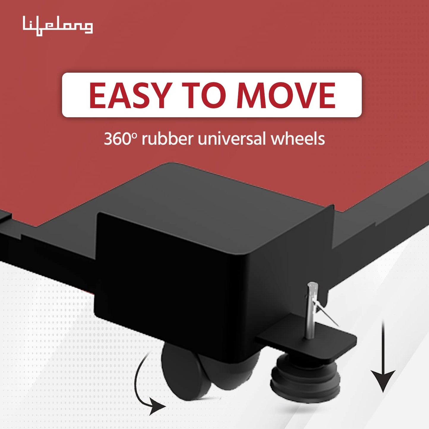 Lifelong Washing Machine Stand- Adjustable Metal Trolley with Wheels for Home with 4 Anti Vibration Rubber Grips- Stands upto 160 Kg Weight, Also Suitable for Dishwasher, Air Cooler (LLHARS01, Black)