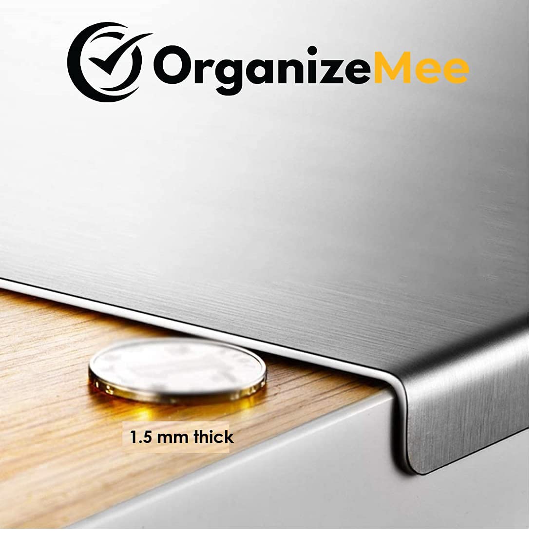 OrganizeMee Chopping Board Stainless Steel Metal Cutting Kitchen,Heavy Duty Choping-Board Vegetable, Meats vegitable Chopper Boards,Safe Durable with Anti-Skid Silicon Pad (New Medium)(31.8CM X 21CM)