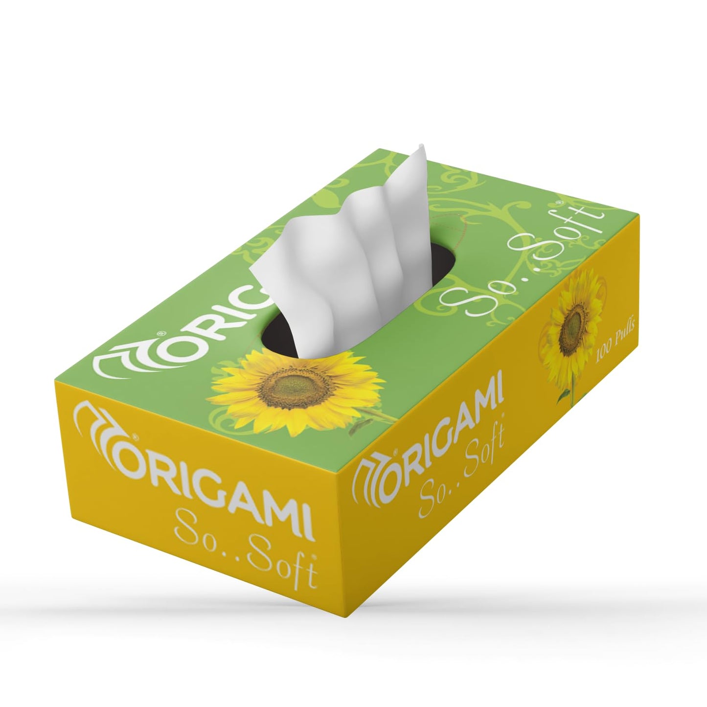 Origami 2 Ply Facial Tissue Box | Car Tissue - Pack of 4 (100 Pulls Per Box, 400 Sheets (800 sheets)