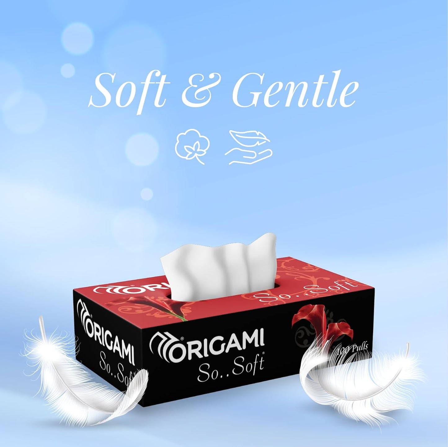 Origami 2 Ply Facial Tissue Box | Car Tissue - Pack of 4 (100 Pulls Per Box, 400 Sheets (800 sheets)