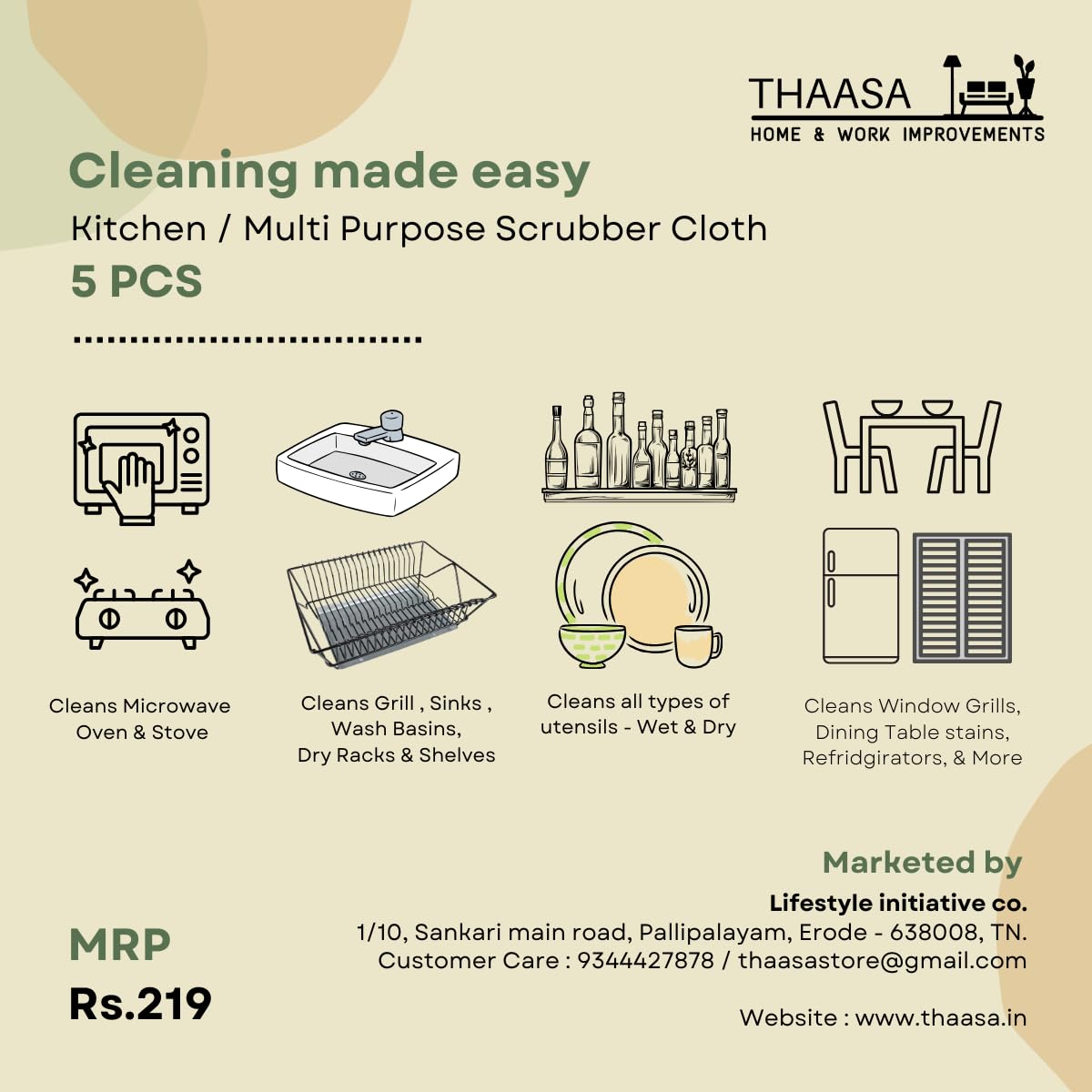 THAASA Multipurpose Wire Dishwashing Rags for Wet and Dry Stainless Steel Scrubber Non-Scratch Wire Dishcloth for Washing Dishes Sinks Counters Easy Rinsing Machine Washable (5)