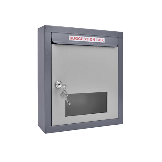 Plantex All in one Multipurpose use Box- Letter Box/Post Box for Gate Home and Office/Suggestion Box for Office use/Complaint/Donation Box with Lock Table Top or Wall Mount Pack of 1 - (Grey)