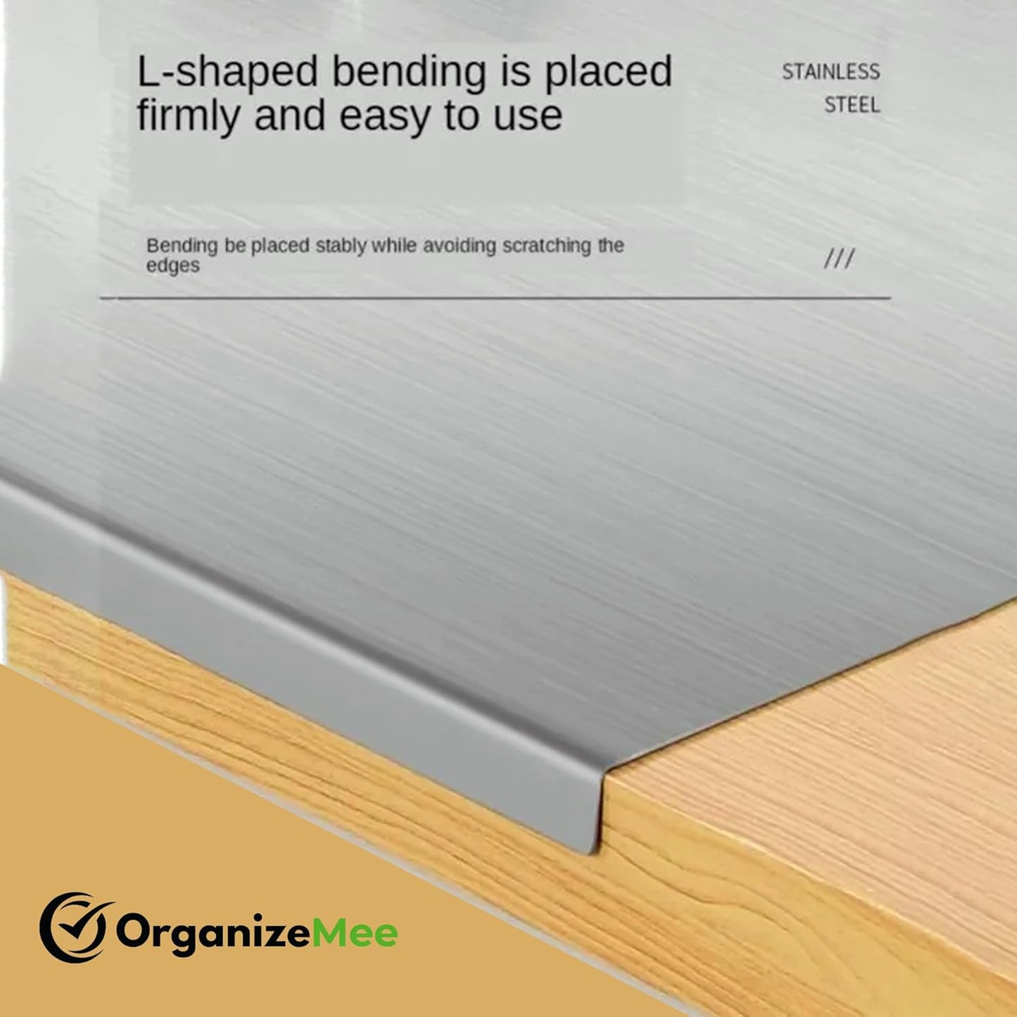 OrganizeMee Chopping Board Stainless Steel Metal Cutting Kitchen,Heavy Duty Choping-Board Vegetable, Meats vegitable Chopper Boards,Safe Durable with Anti-Skid Silicon Pad (New Medium)(31.8CM X 21CM)