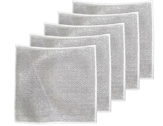 THAASA Multipurpose Wire Dishwashing Rags for Wet and Dry Stainless Steel Scrubber Non-Scratch Wire Dishcloth for Washing Dishes Sinks Counters Easy Rinsing Machine Washable (5)