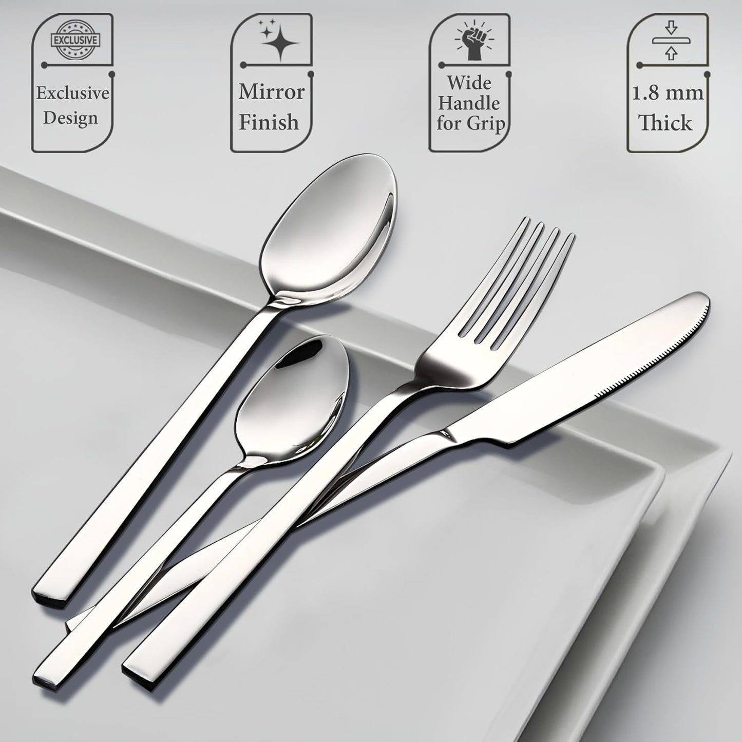 Parage Fantasy Stainless Steel Cutlery Set - Set of 25 (Contains: 6 Table Spoons, 6 Tea Spoons, 6 Forks, 6 Knives, 1 Stand), Silver