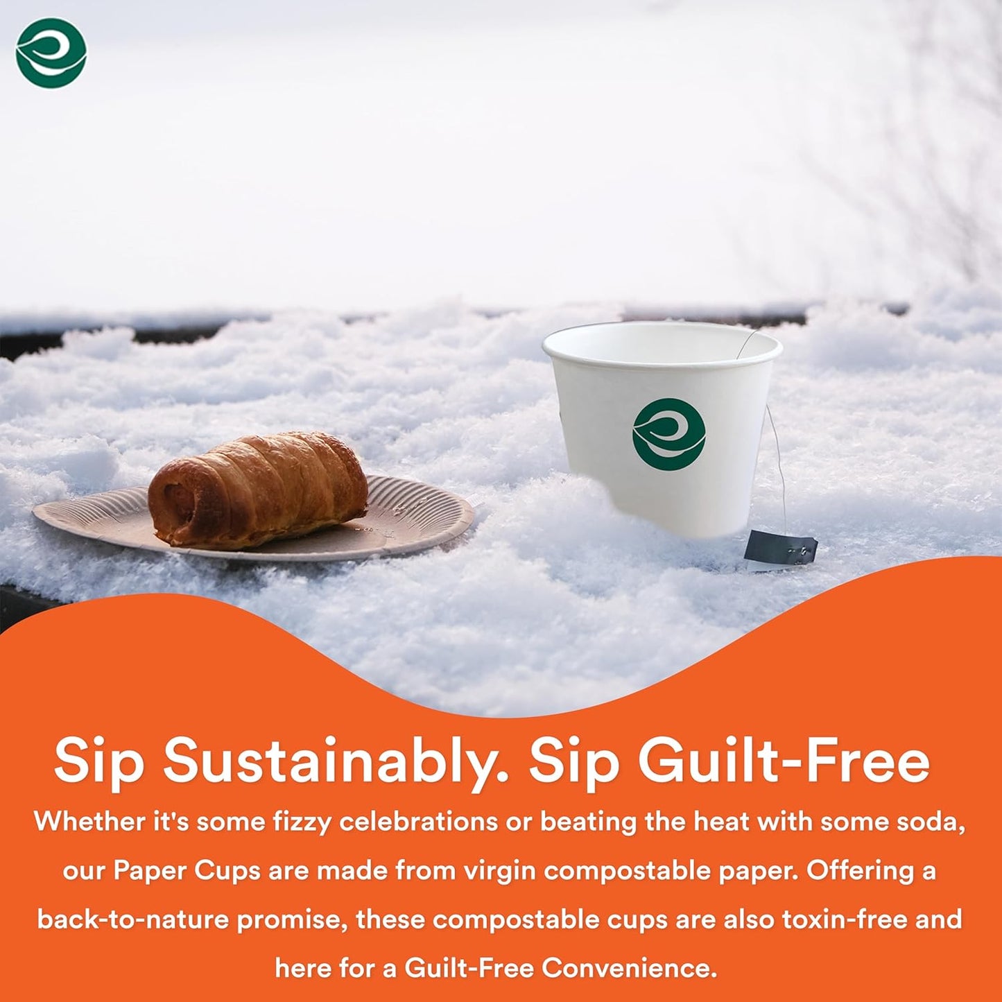ECO SOUL [120 ml, 100 Count Disposable White Paper Cups| Plastic-Free Aqueous Coated | Eco-Friendly & Biodegradable Cups | Use & Throw Party Glasses | Ideal for Tea, Coffee & Water | 190 GSM