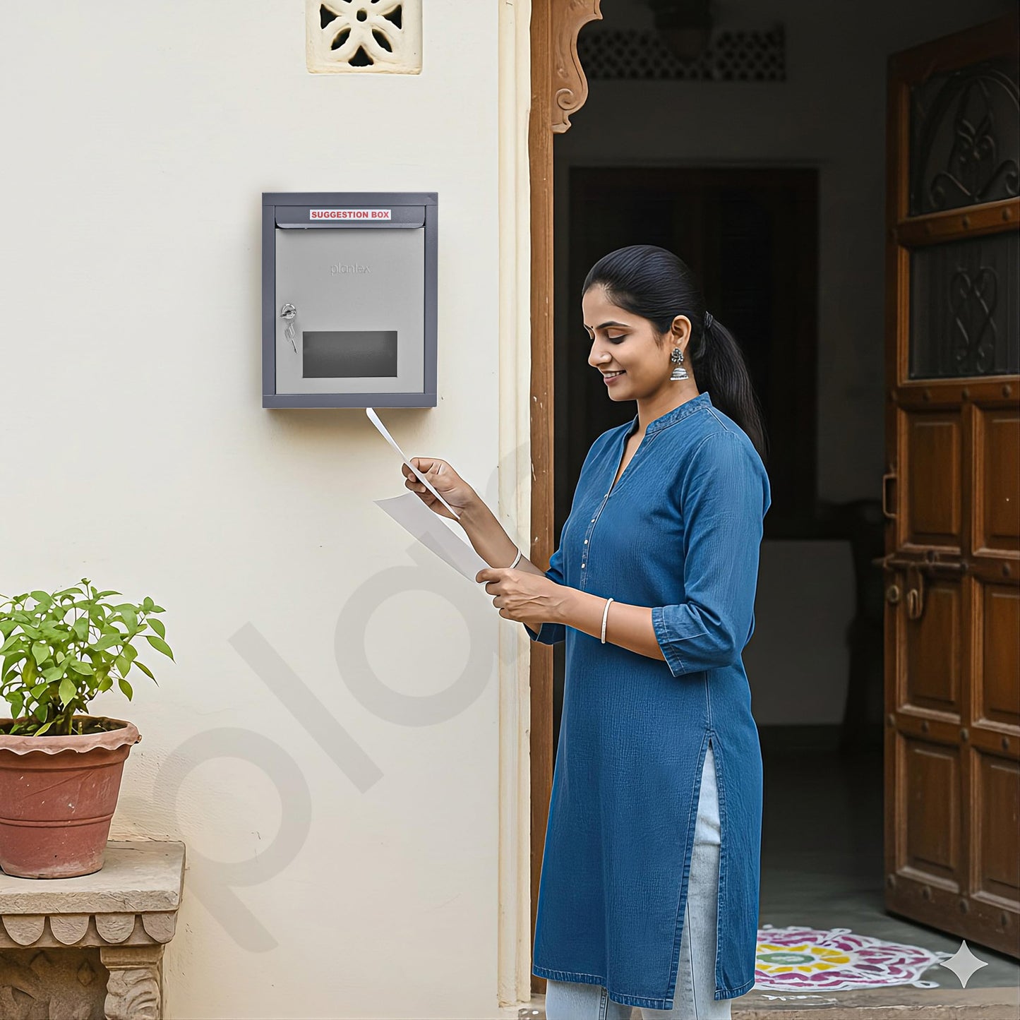 Plantex All in one Multipurpose use Box- Letter Box/Post Box for Gate Home and Office/Suggestion Box for Office use/Complaint/Donation Box with Lock Table Top or Wall Mount Pack of 1 - (Grey)