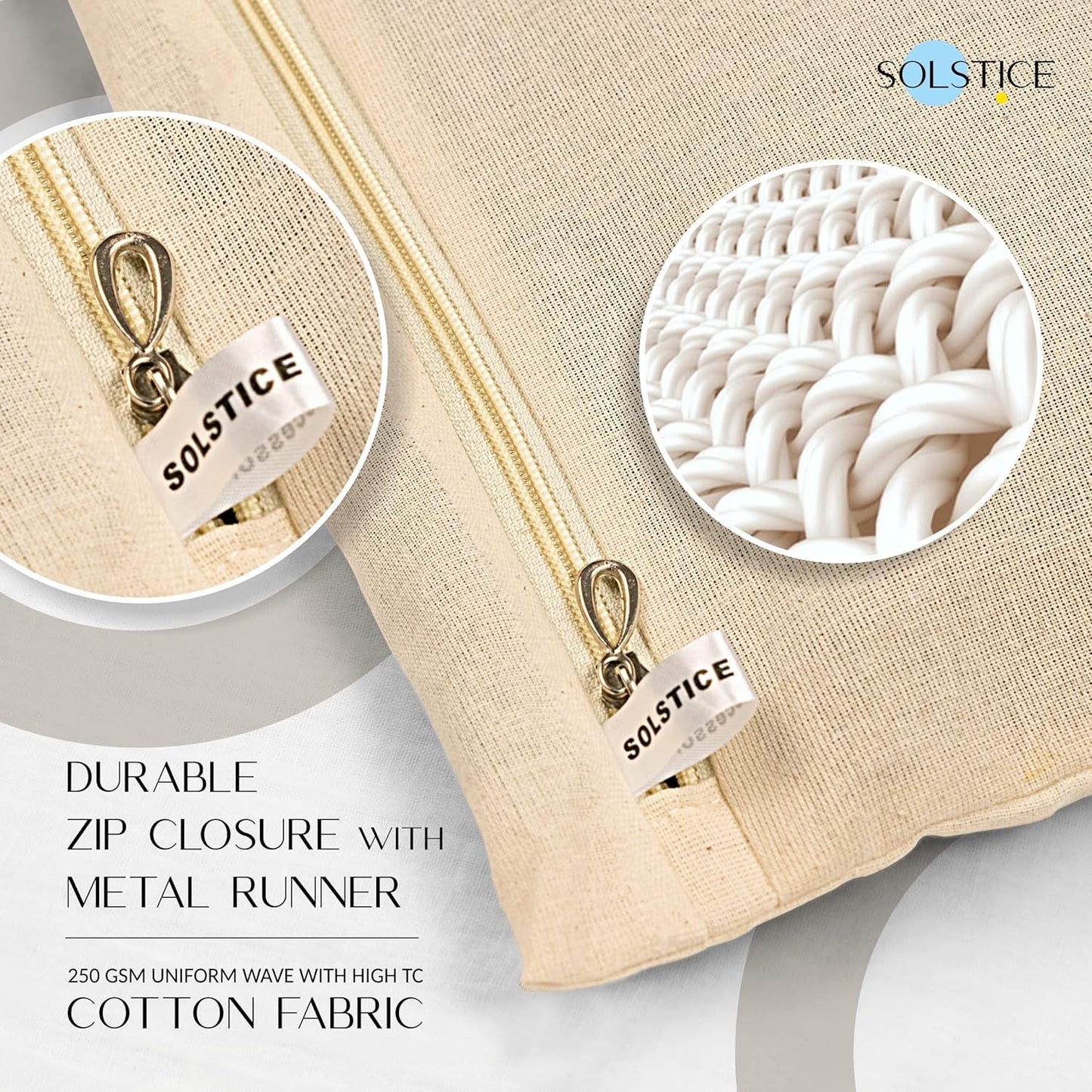 SOLSTICE Cotton Saree Bags/Covers For Storage Set Of - 12 Big Size Single (16 X 14 Inches) With Zip Closure For Clothes Bags And Wardrobe Organizer With Transparent Mesh Window, Beige