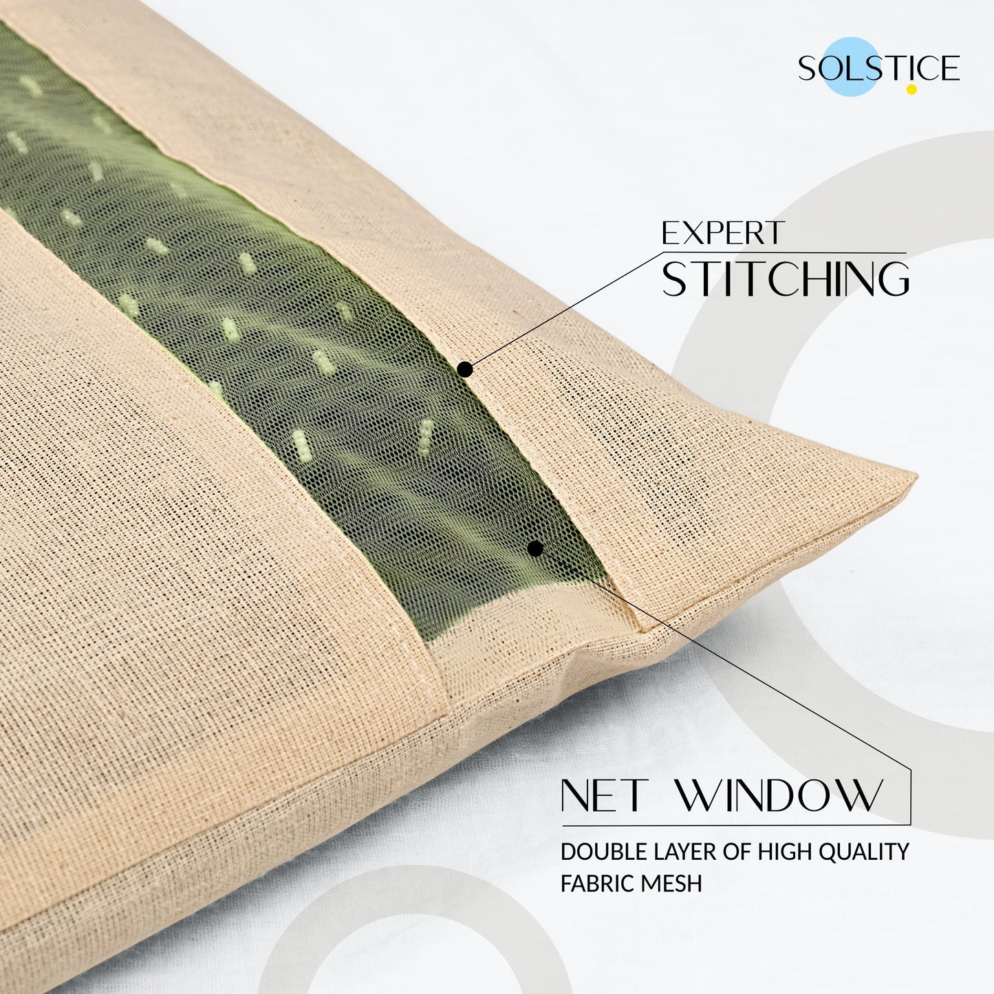 SOLSTICE Cotton Saree Bags/Covers For Storage Set Of - 12 Big Size Single (16 X 14 Inches) With Zip Closure For Clothes Bags And Wardrobe Organizer With Transparent Mesh Window, Beige