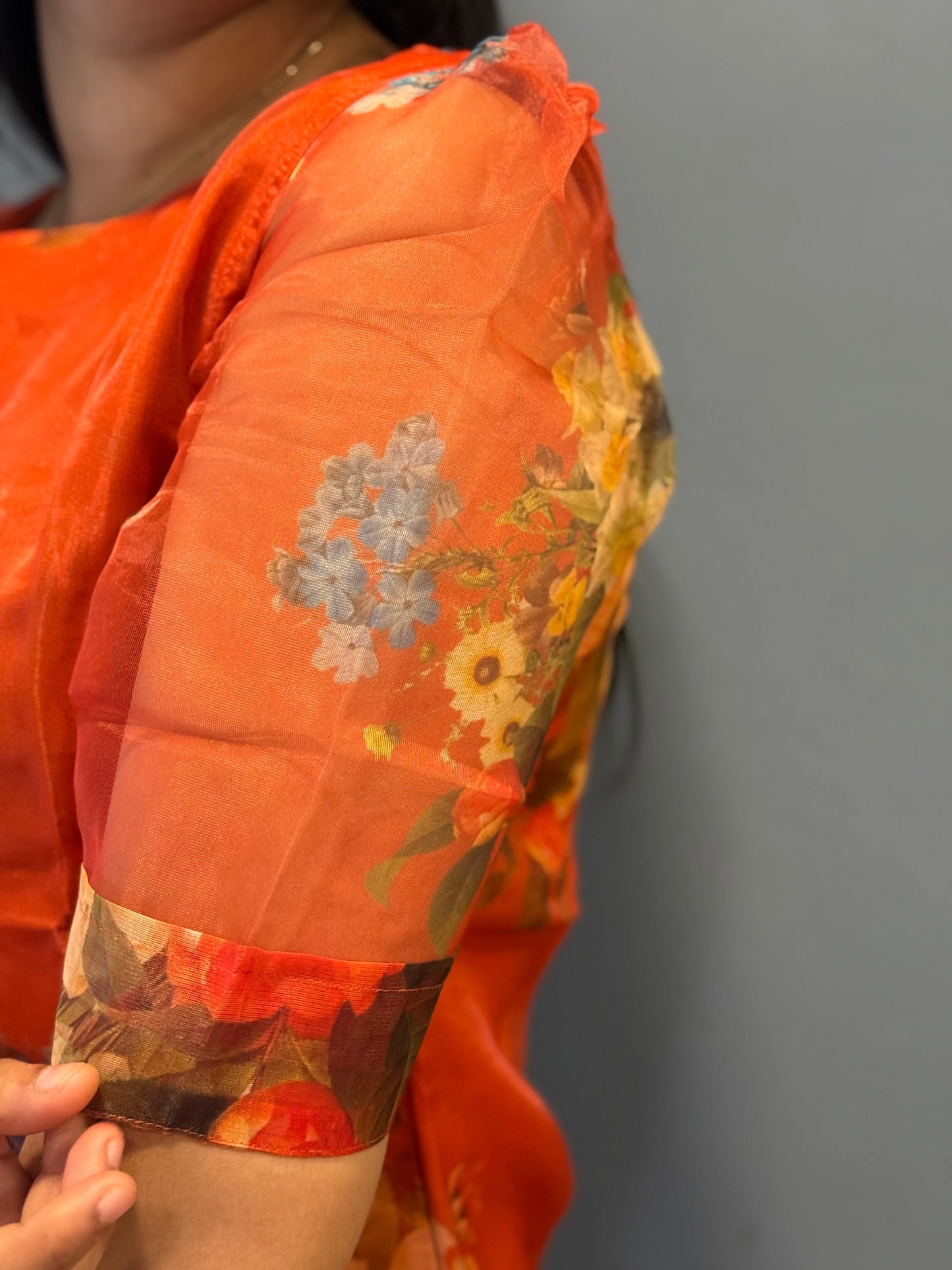 Organza Kurthi top Bright Orange